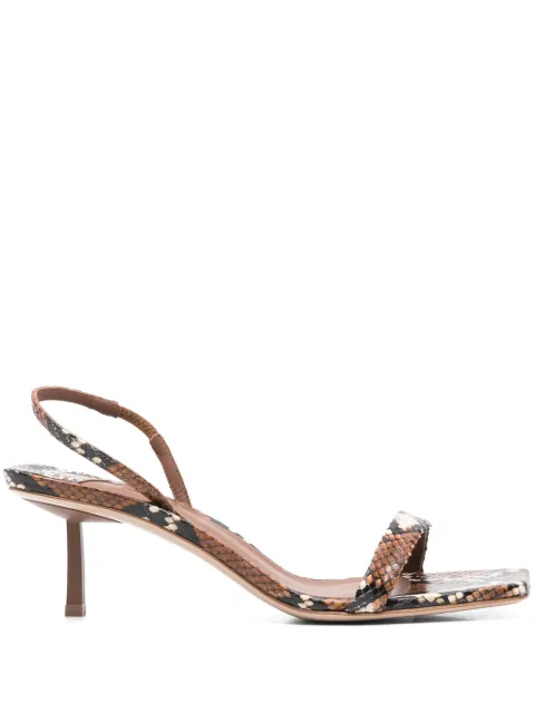 Le Silla sandalias con estampado de piel de serpiente y tacón de 60mm
