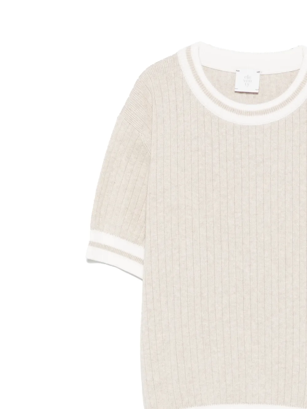 Eleventy Kids Ribgebreid T-shirt Beige