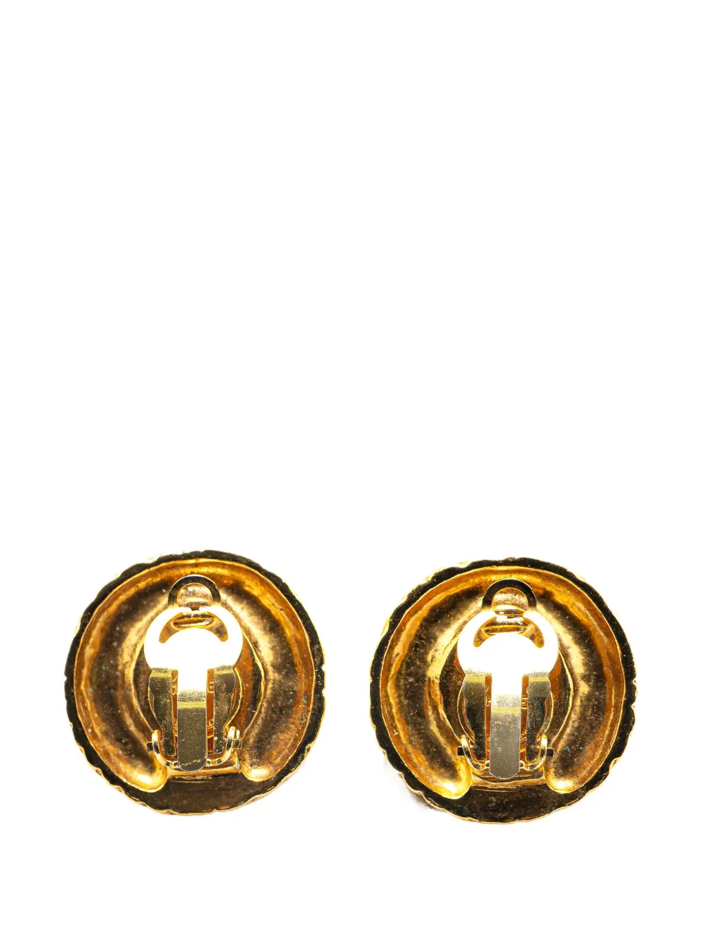 CHANEL Pre-Owned 1970-1980 Gold Plated Round Faux Pearl Clip on Earrings costume earrings | Image 2