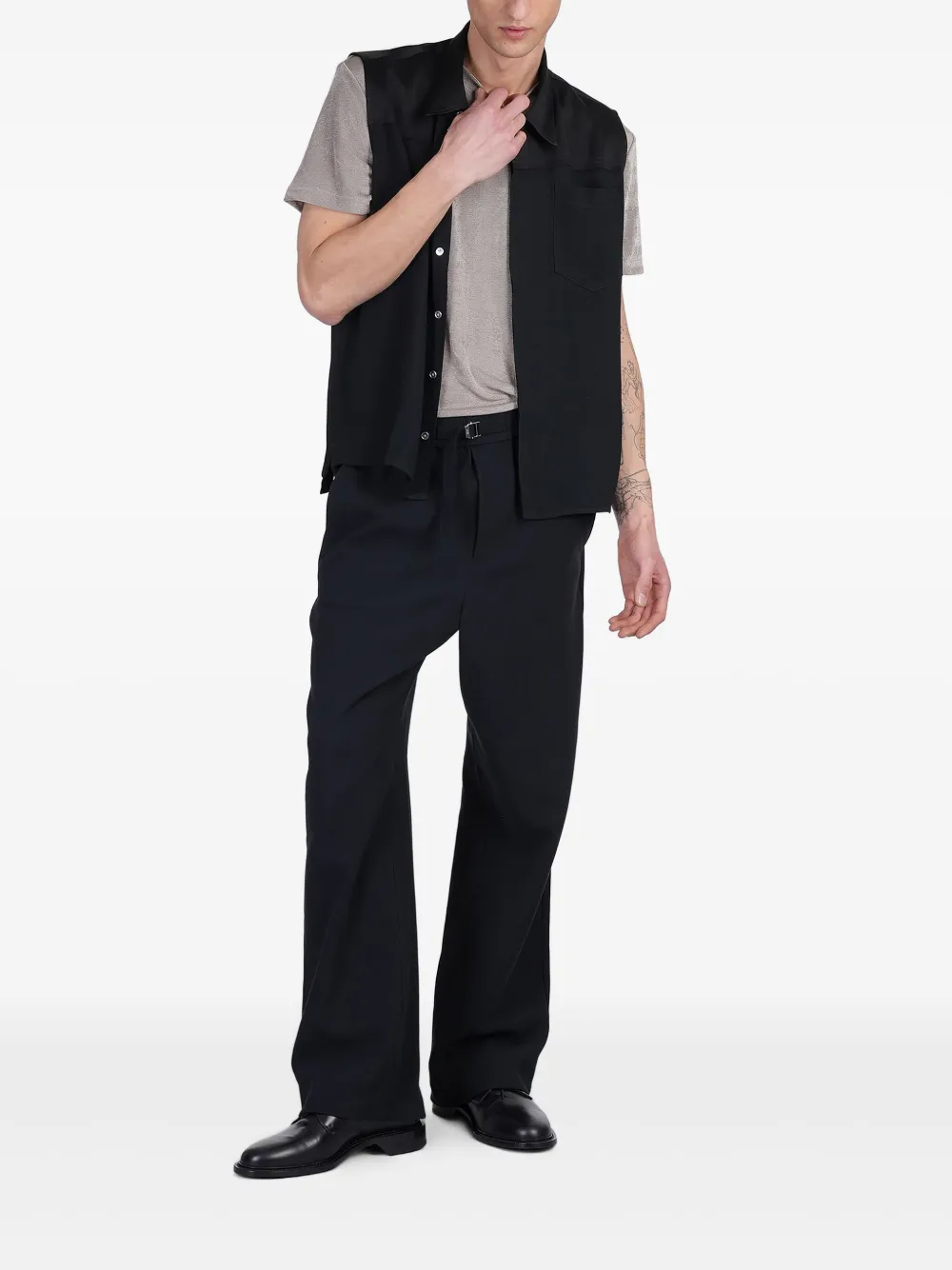 AMI ALEXANDRE MATTIUSSI LOGO-BUCKLED TROUSERS 