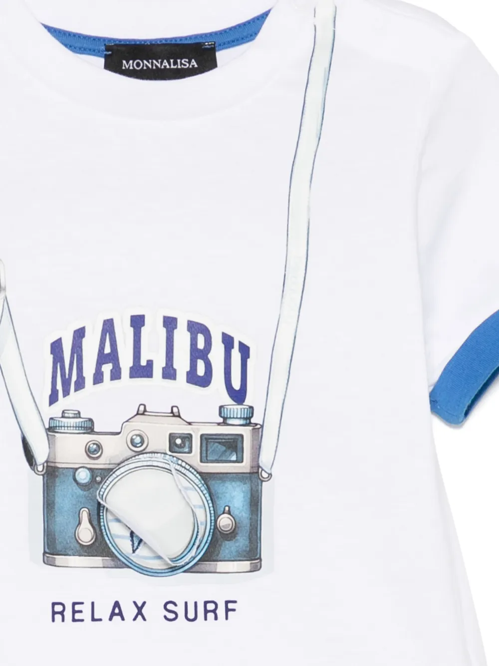 Monnalisa T-shirt met contrasterende manchetten Wit