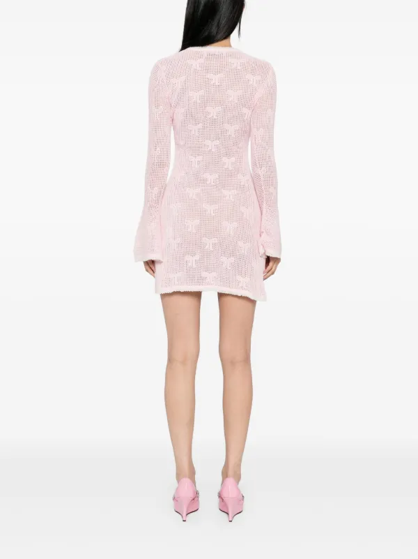 self portrait pink bow dress self-portrait - Pink Lace Diamante Bow Midi Dress