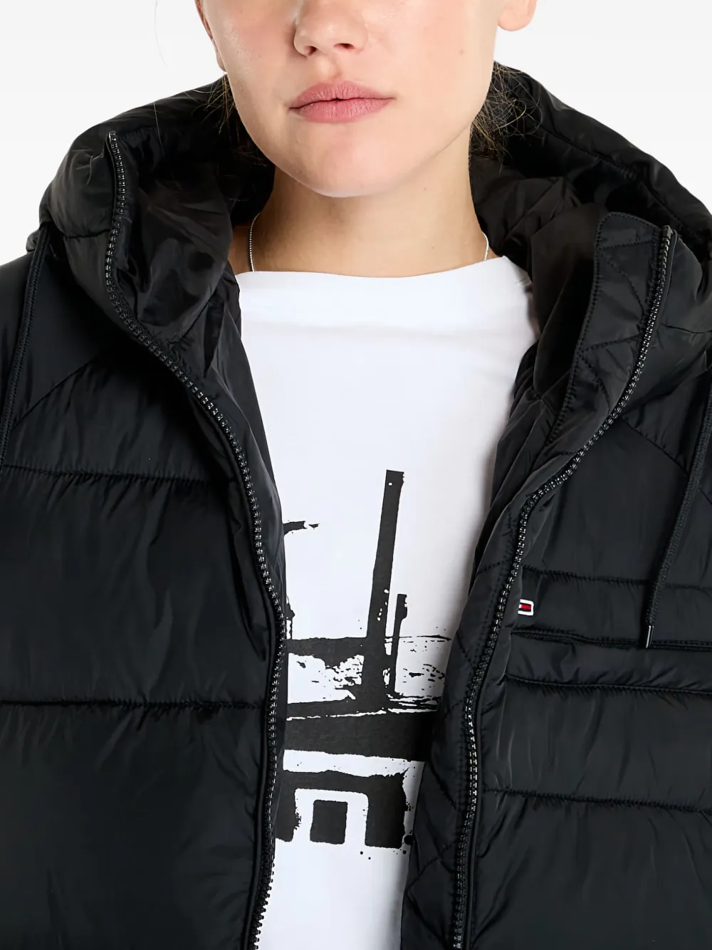 Tommy Jeans Gewatteerde jas met capuchon Zwart