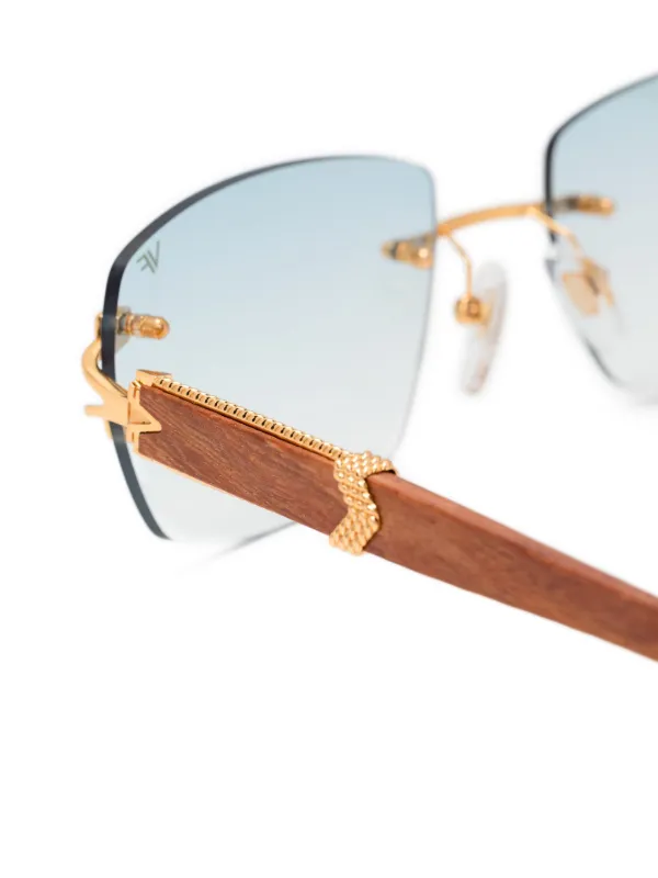 Vintage Frames Company Bal Harbour Wood Sunglasses Blue