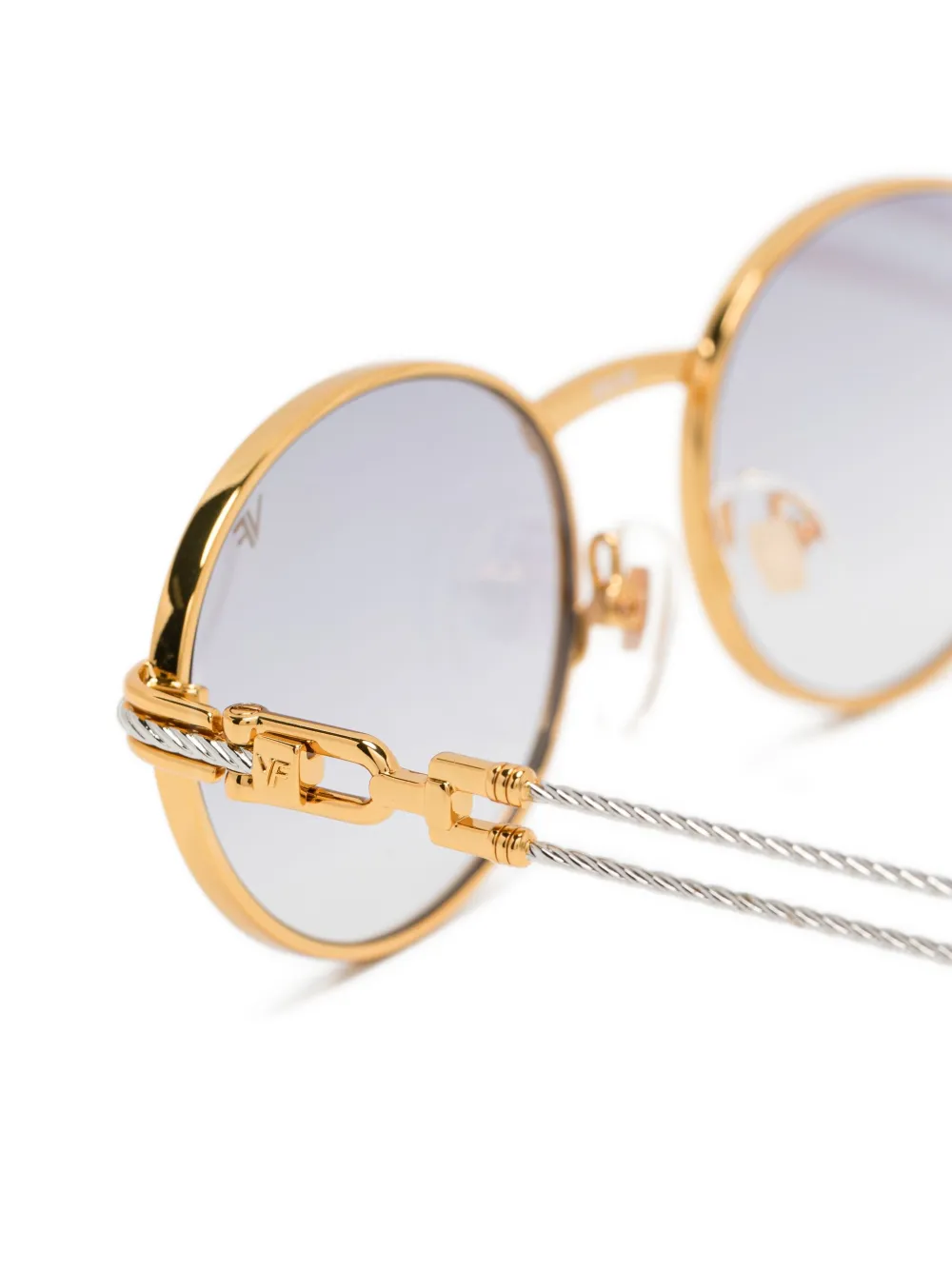 Vintage Frames Company Zonnebril met ovalen montuur en dubbel touw Goud
