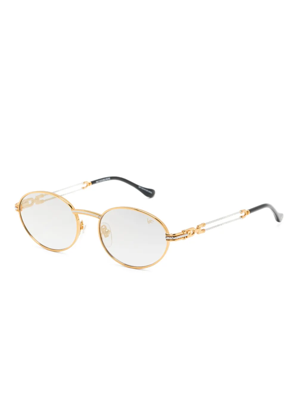 Vintage Frames Company Zonnebril met ovalen montuur en dubbel touw Goud