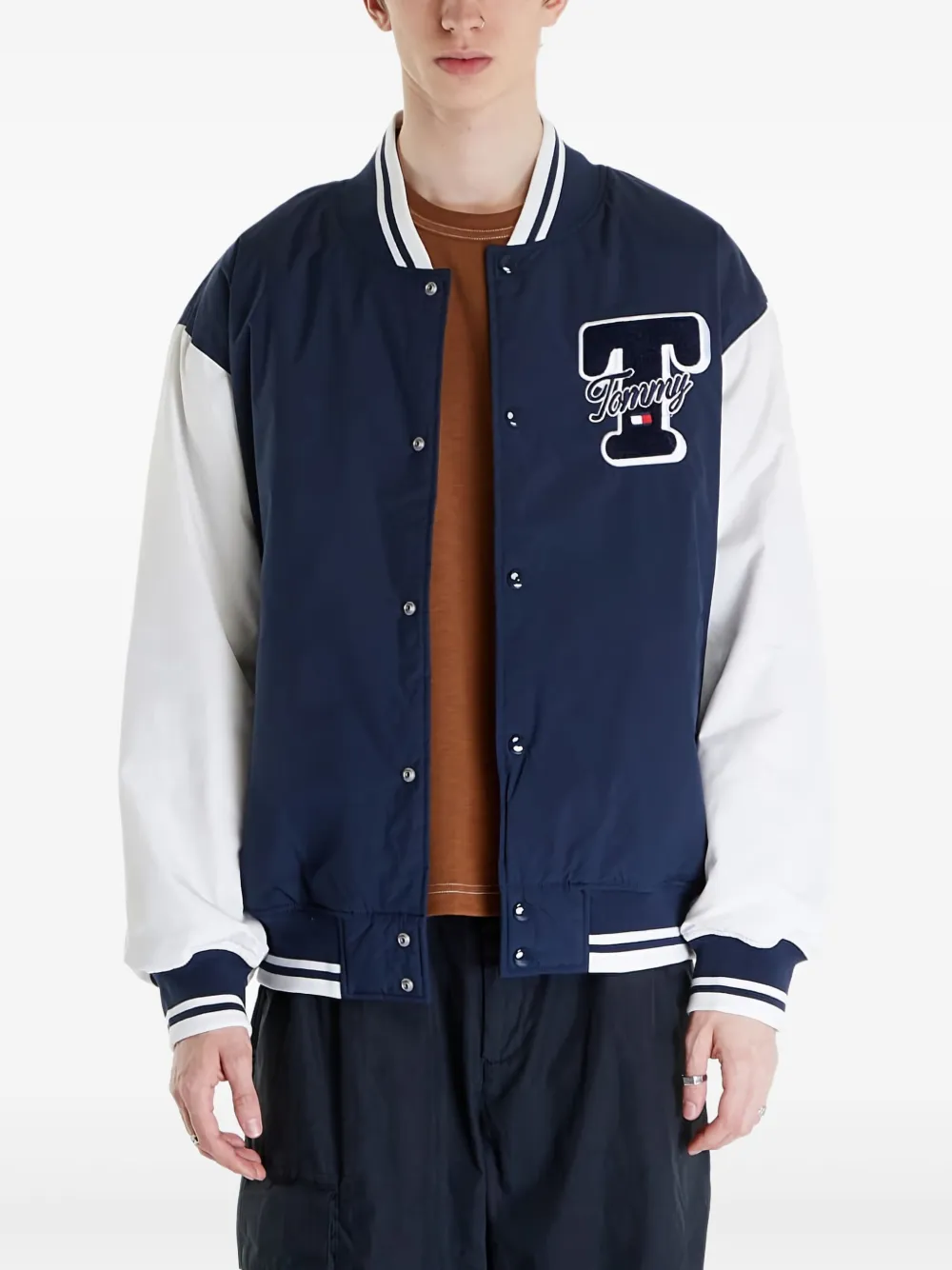 Tommy Hilfiger Bomberjack met geborduurd logo Blauw