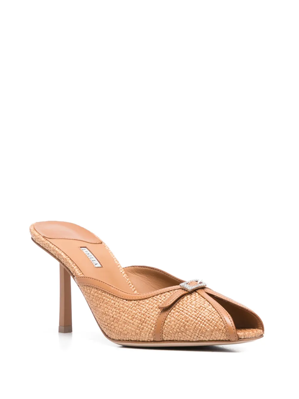 Le Silla 80 mm sandalen met kristallen gesp - Bruin