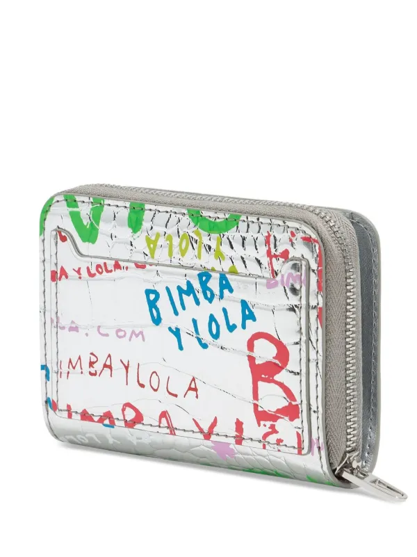 Bimba y Lola Cartera Con Efecto De Piel De Cocodrilo Plateado