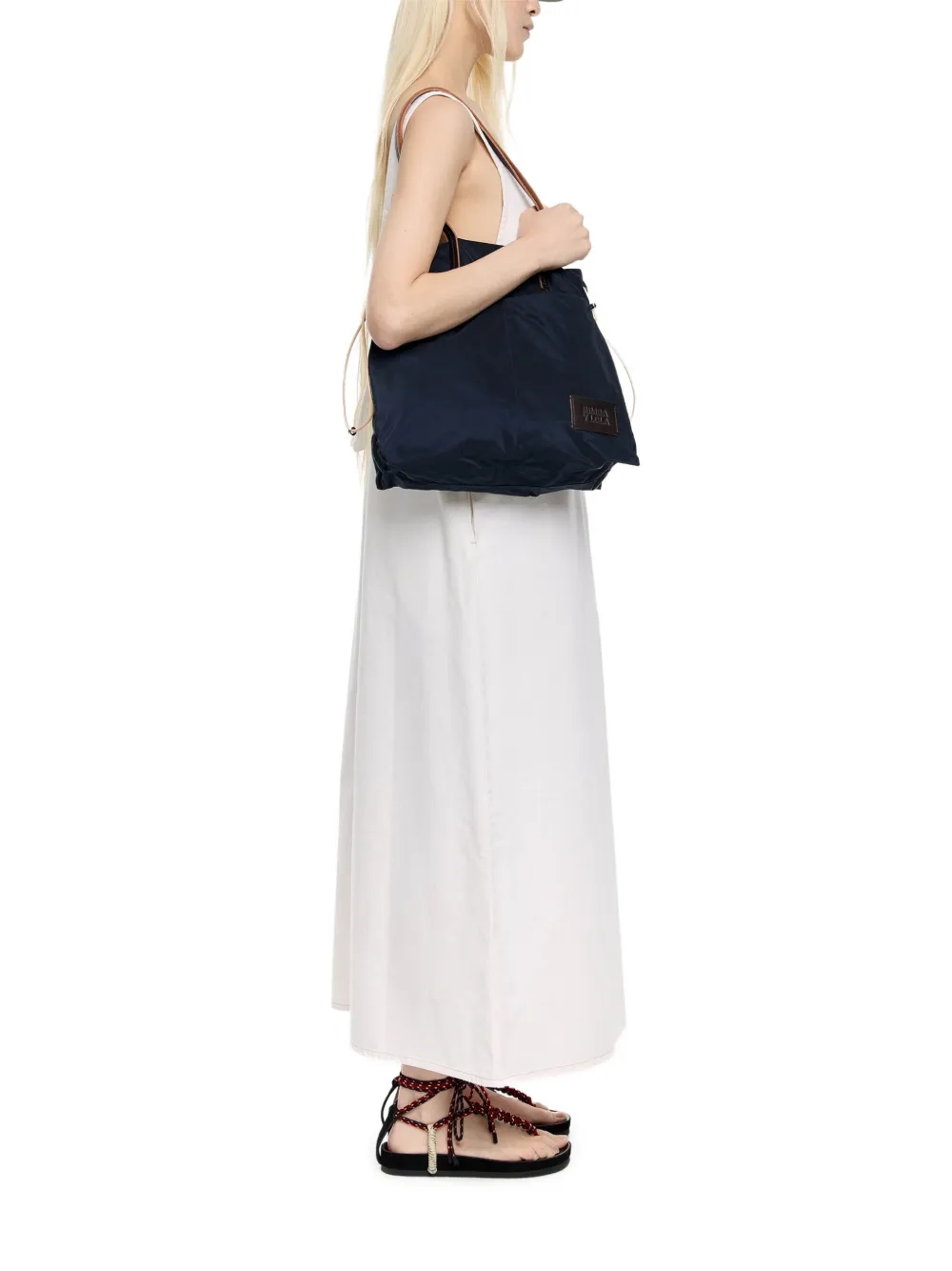 Bimba y Lola Shopper met logo-applicatie - Blauw