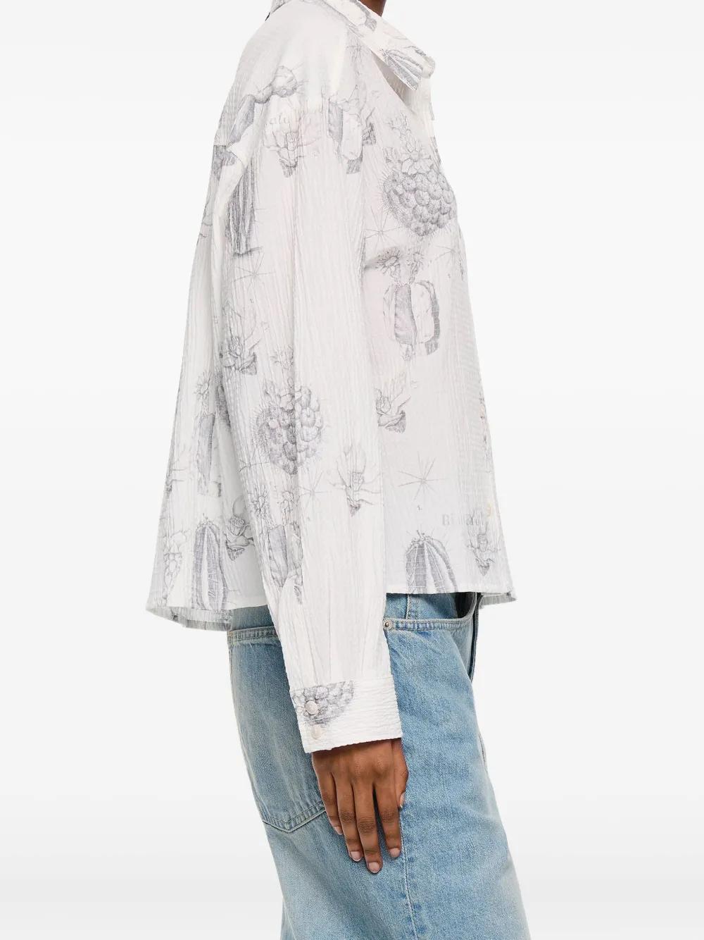 Bimba y Lola Blouse met Cactus Lápiz-print Wit