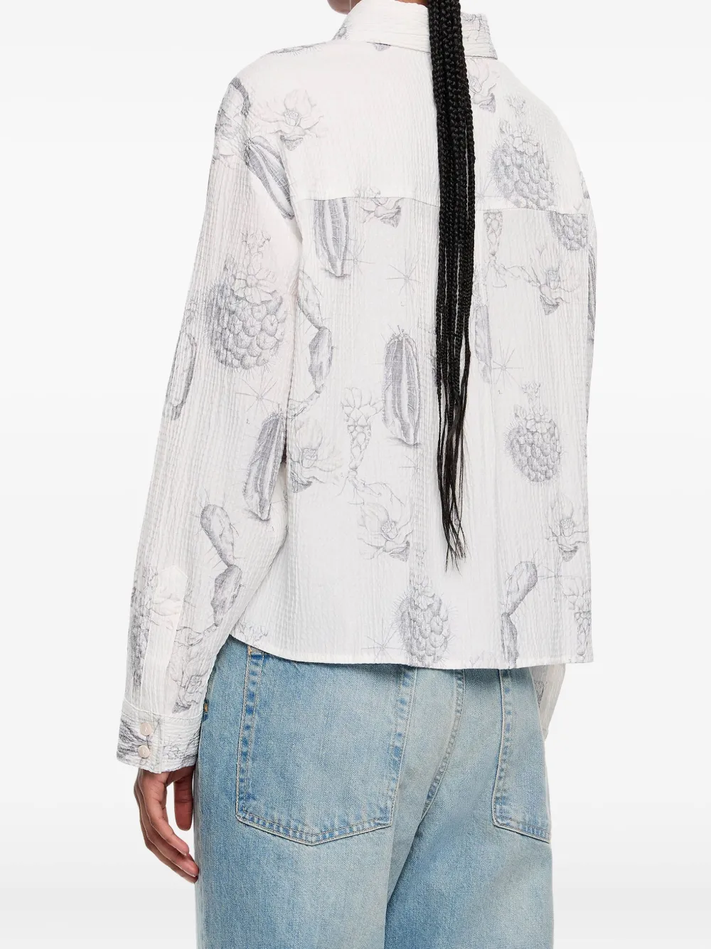 Bimba y Lola Blouse met Cactus Lápiz-print Wit