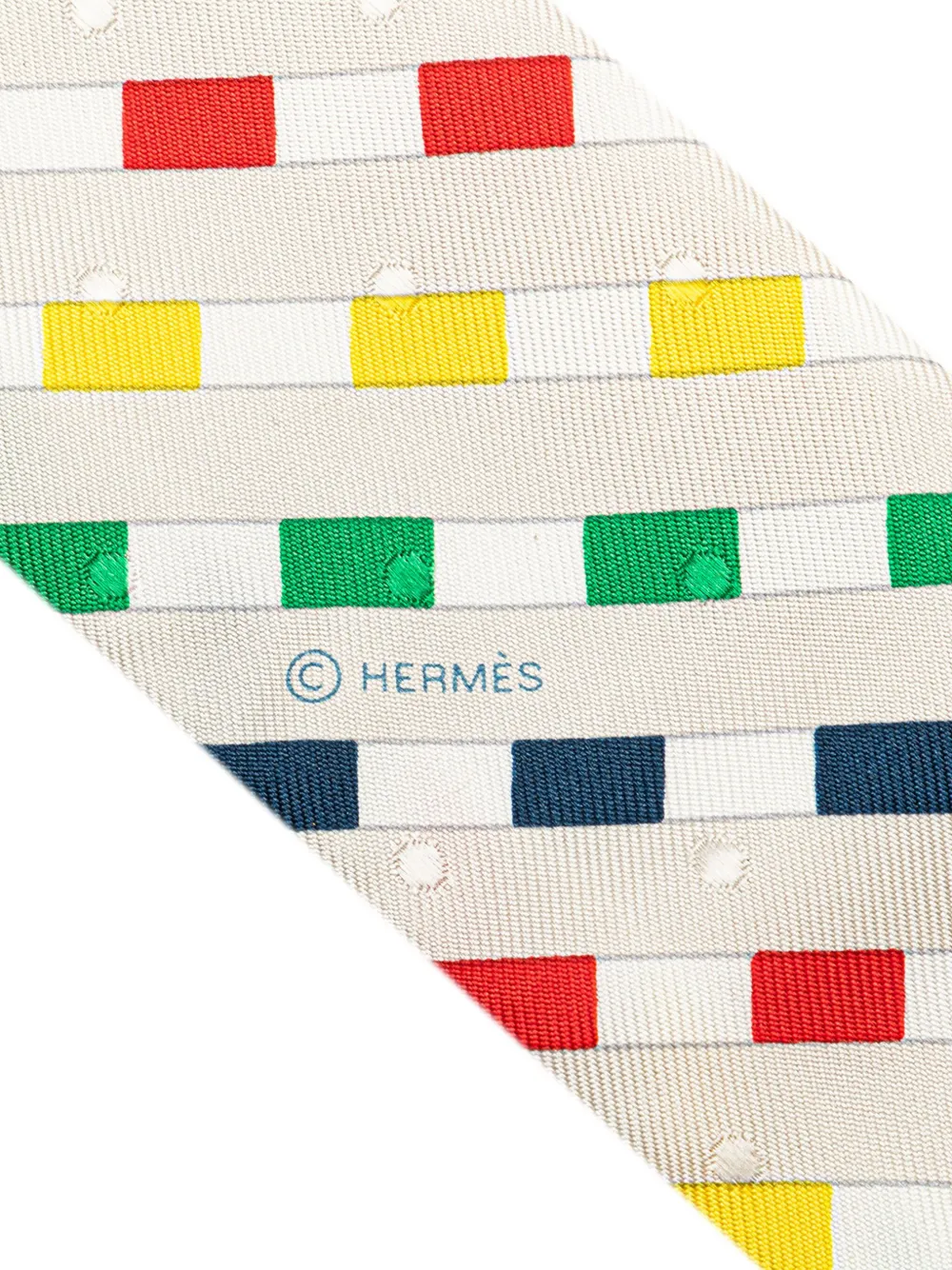 Pre-owned Hermes 2020-2024 Bouclerie Moderne Plumetis Silk Twilly Scarf Scarves In White