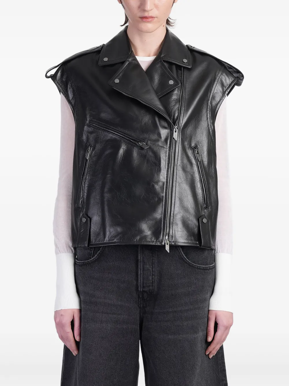 Salvatore Santoro Biker Jacket In Black Leather In 黑色