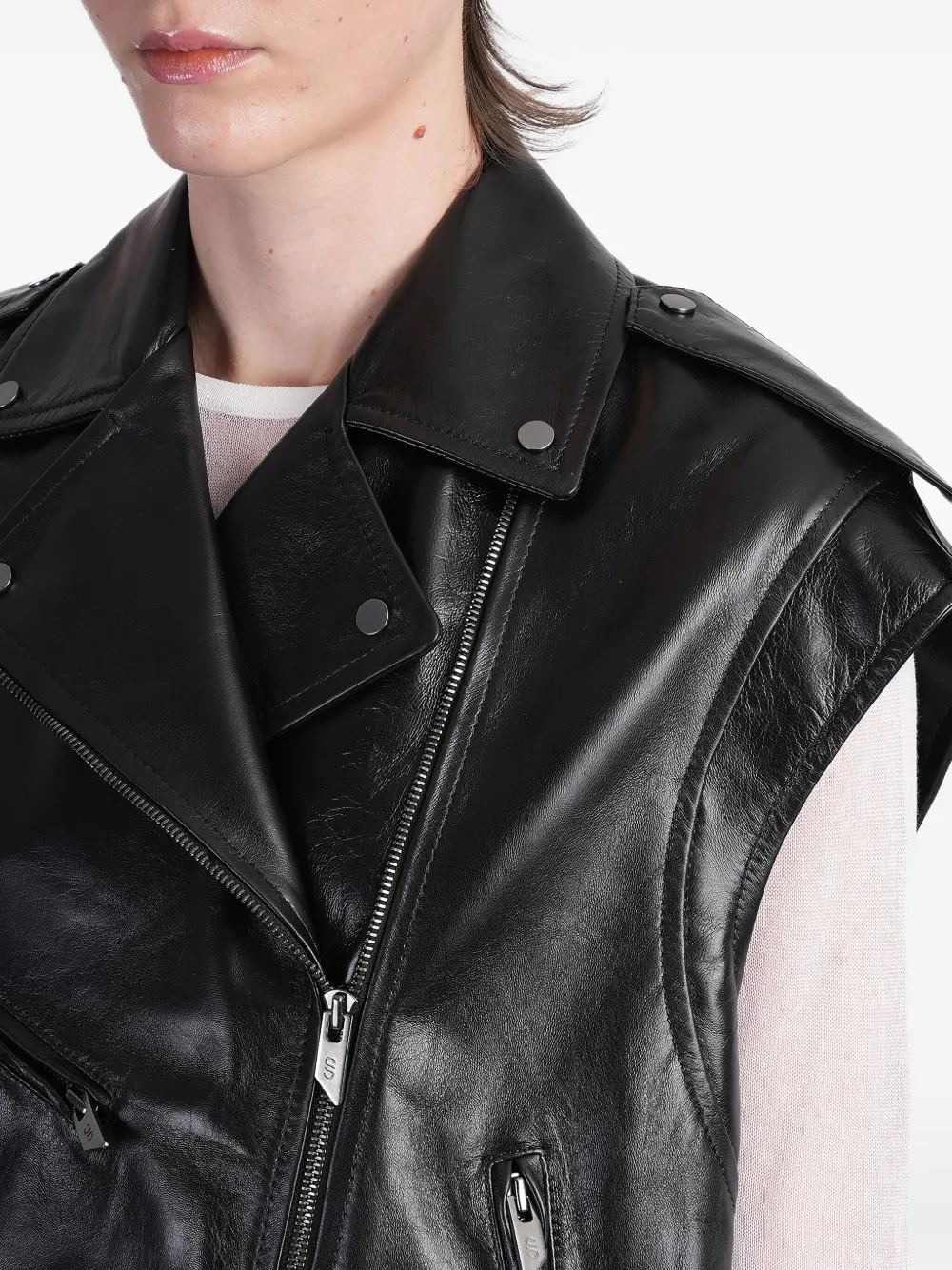 Salvatore Santoro Leren gilet Zwart