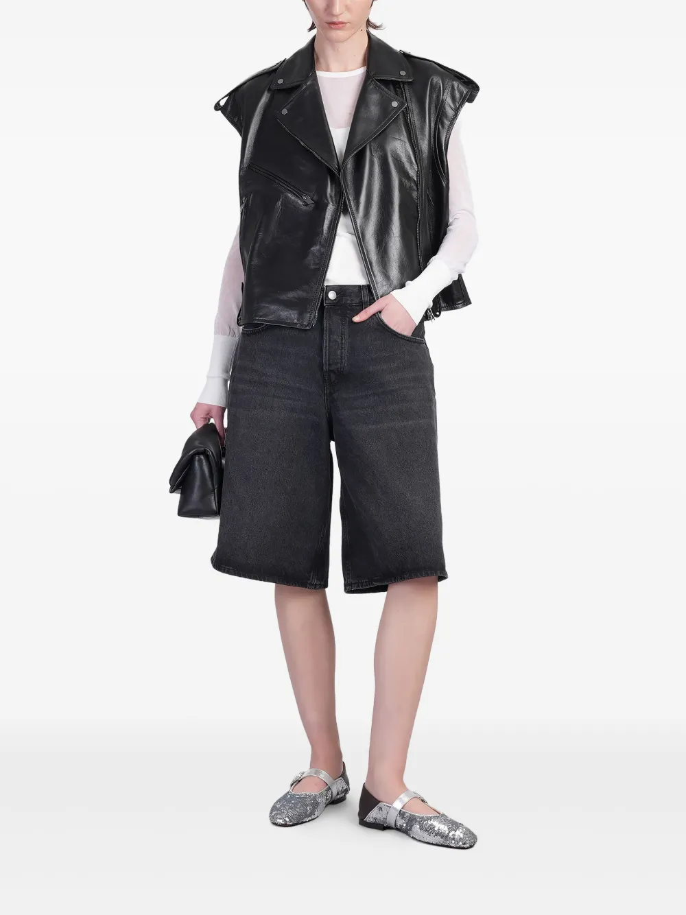 Salvatore Santoro Leren gilet Zwart
