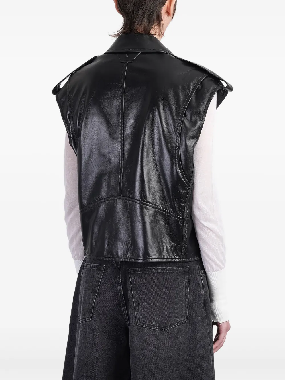 Salvatore Santoro Leren gilet Zwart