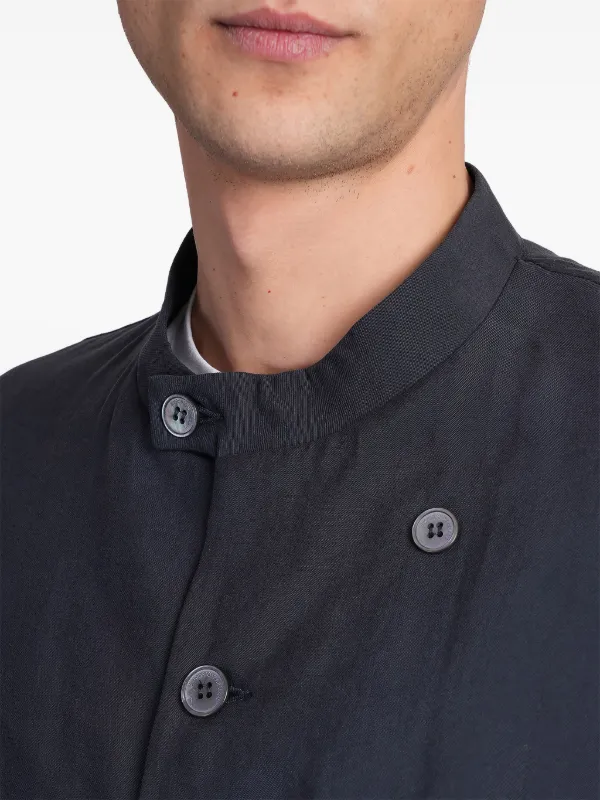 Emporio Armani ノーカラー ジャケット | ブルー | FARFETCH JP