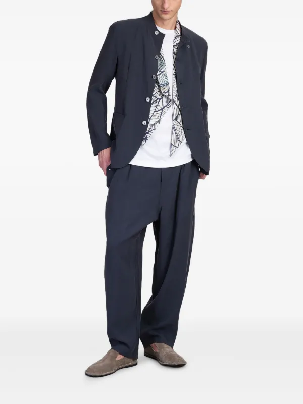 Emporio Armani ノーカラー ジャケット | ブルー | FARFETCH JP