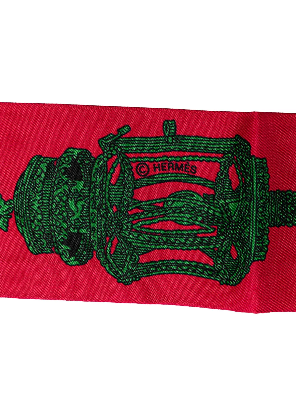 Pre-owned Hermes 20th Century Merveilleuses Lanternes Twilly Silk Scarf Scarves In Red