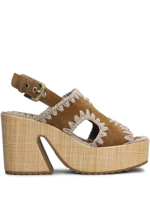 Mou 100mm raffia platform sandals