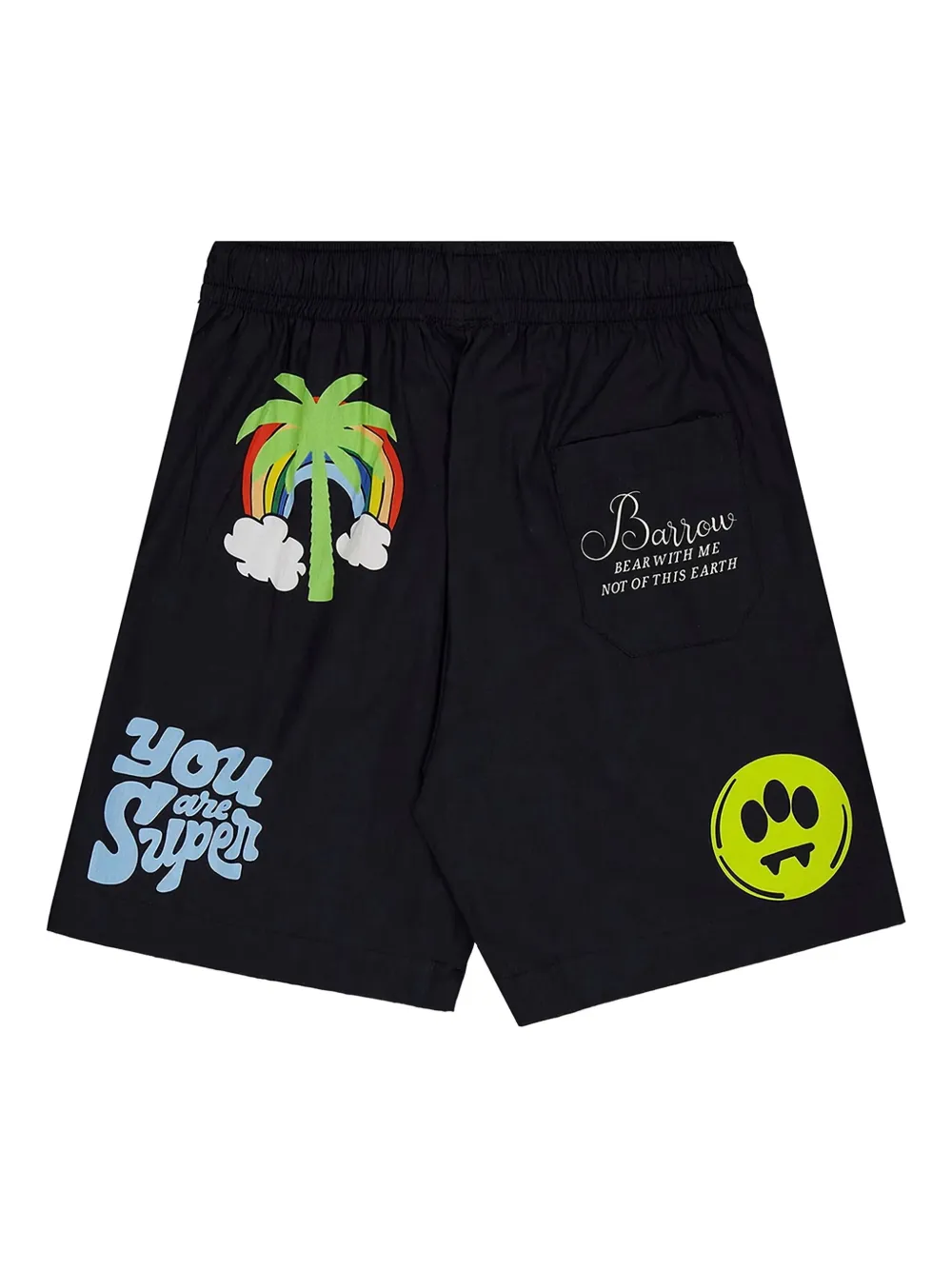 Barrow kids Shorts met elastische taille en print Zwart