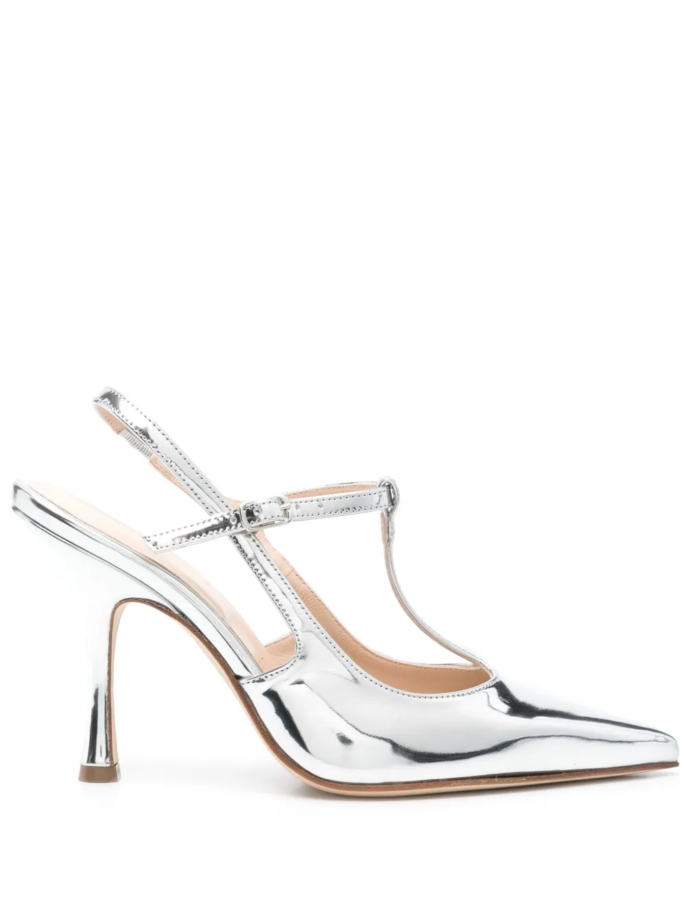 Anna F. 95 mm lakleren pumps Zilver
