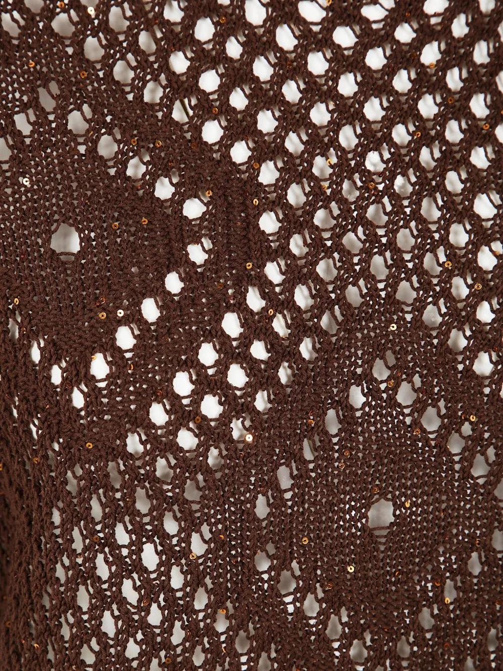Shop Twinset Open-knit Short-sleeve Top In 12479 Chocolate