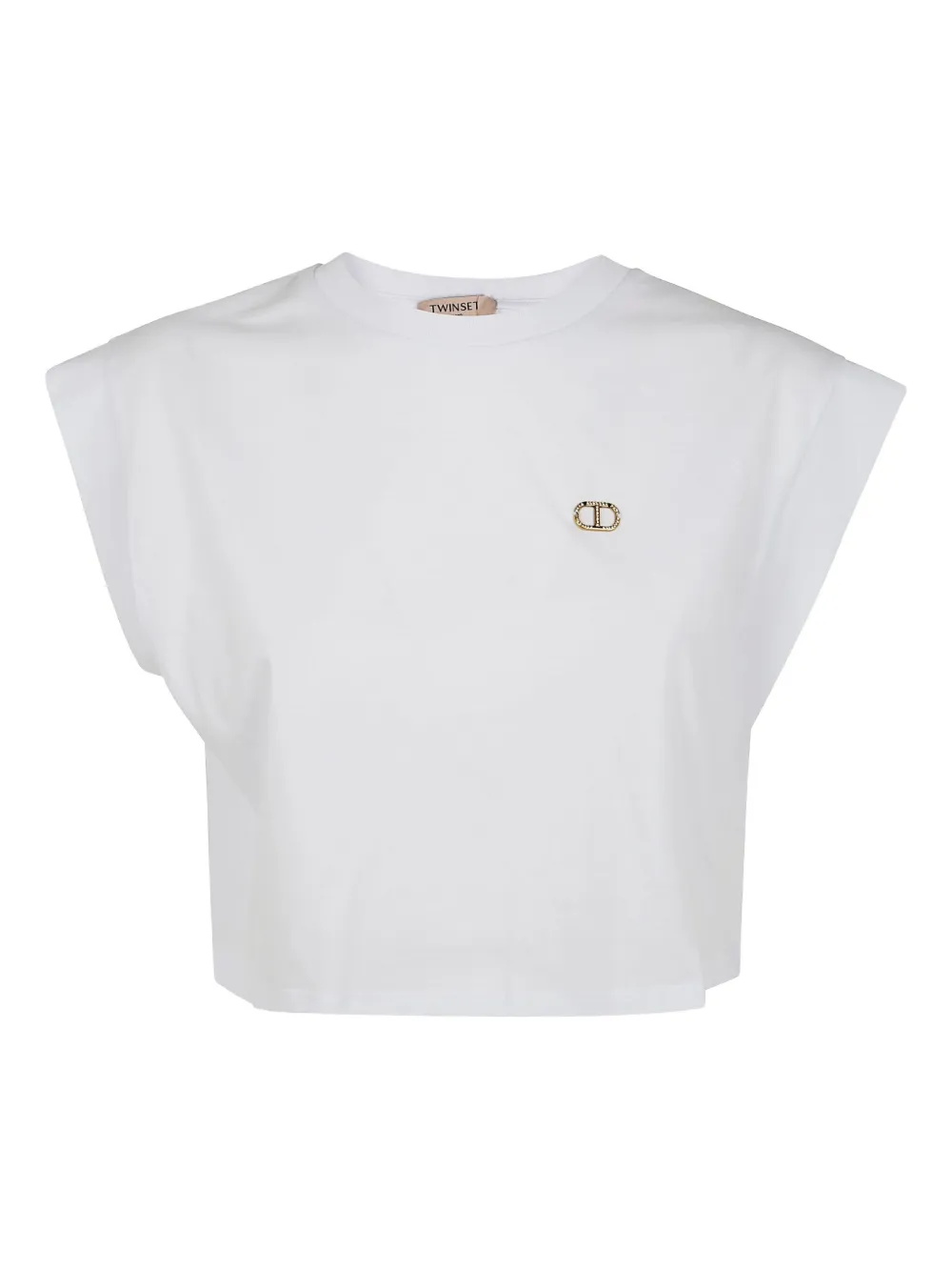 Twinset Cap-sleeve Cropped Top In White