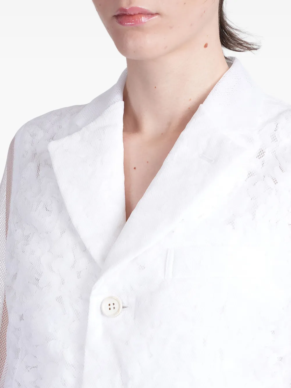 Shop Comme Des Garçons Semi-sheer Panelled Blazer In White