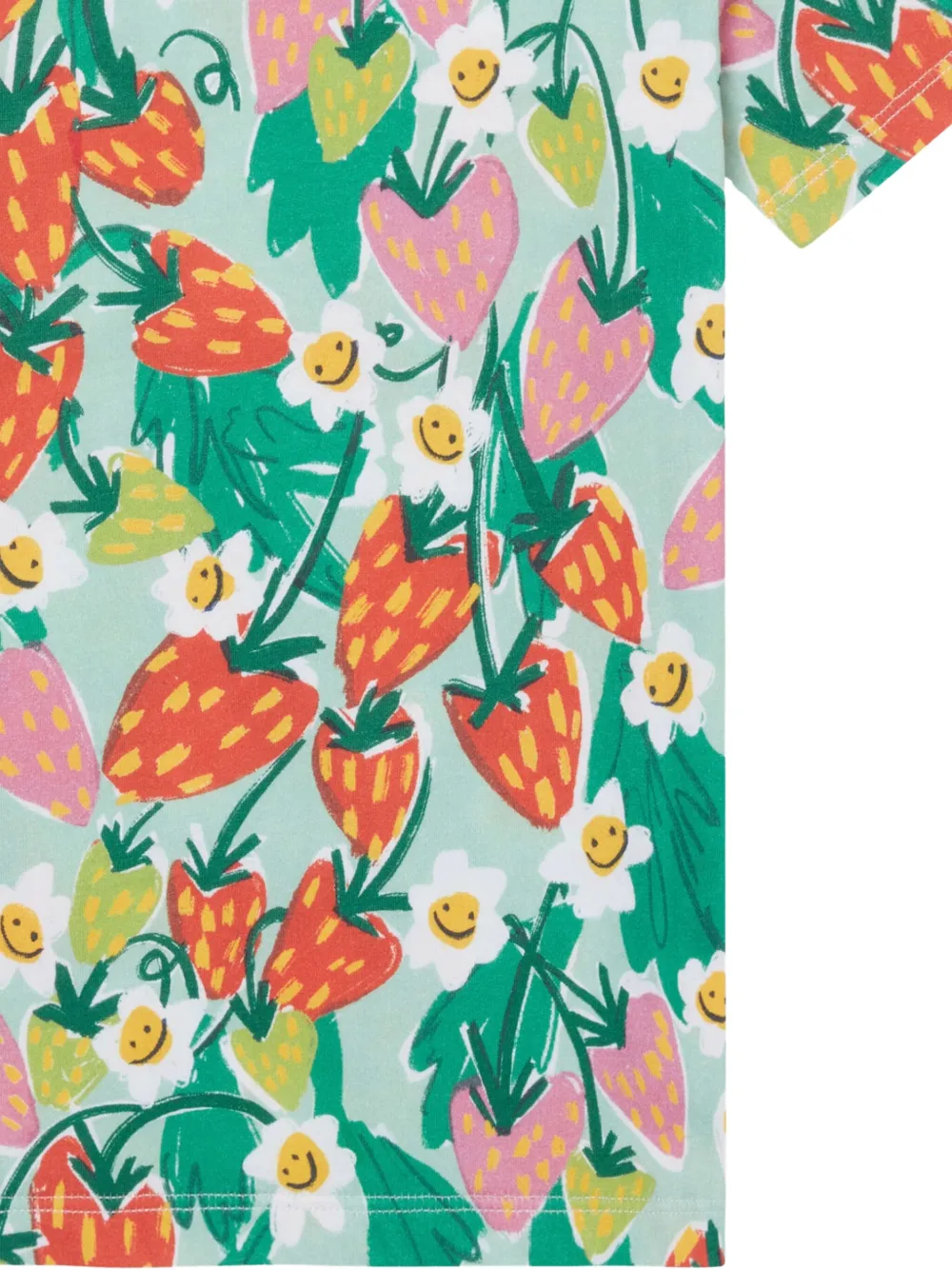 Stella McCartney Kids T-shirt met aardbeiprint Groen