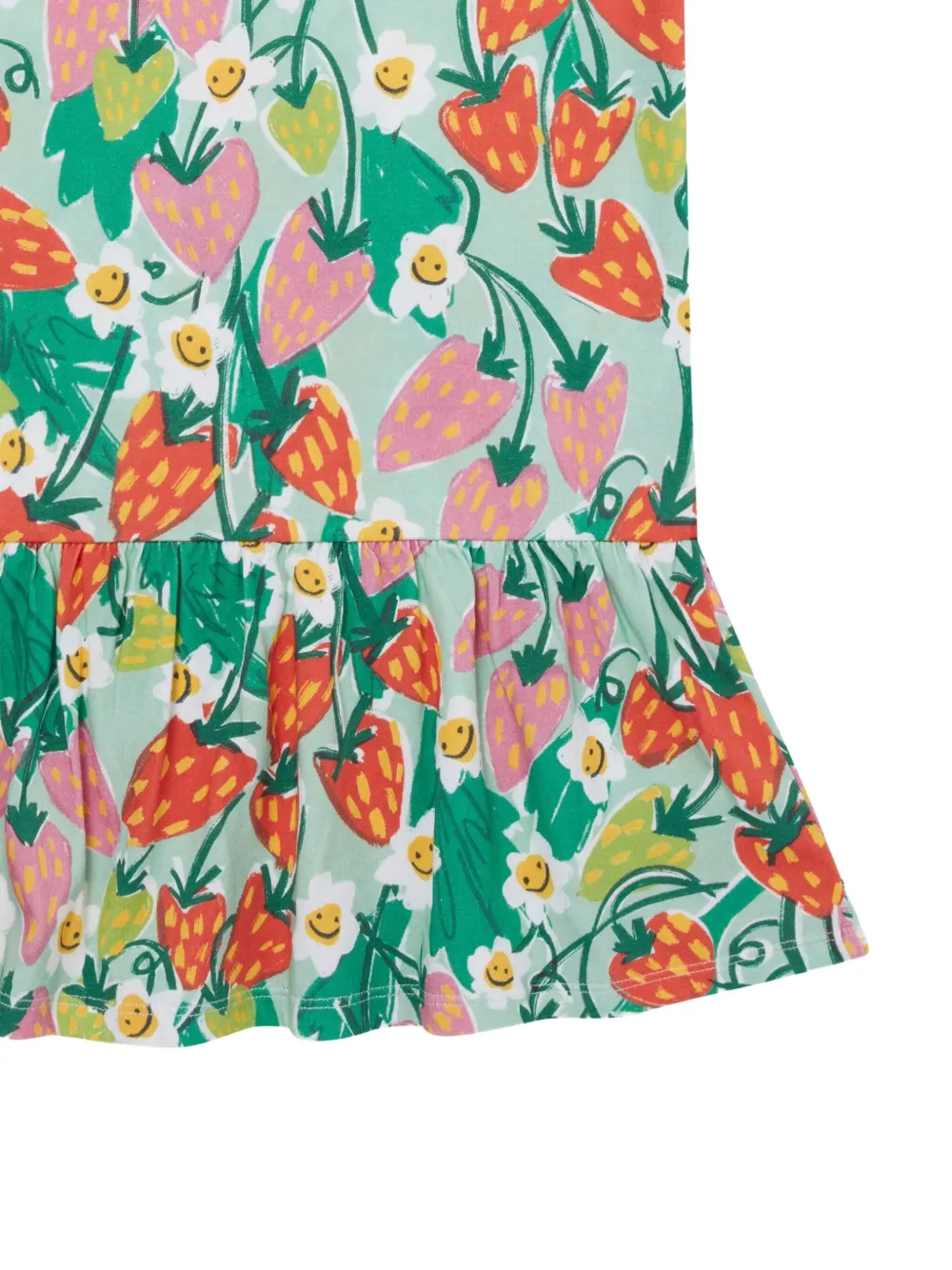 Stella McCartney Kids Jurk met korte mouwen en aardbeienprint Groen