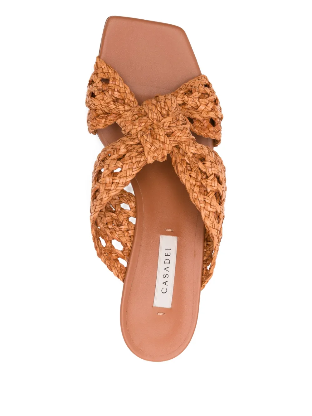 Casadei 50mm woven knot heeled sandals Bruin