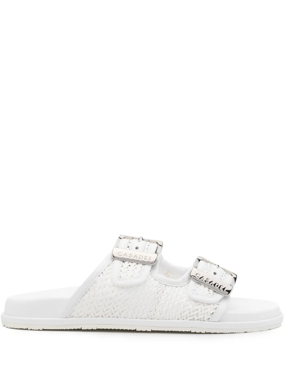 Casadei woven buckle slides White