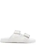 Casadei woven buckle slides - White