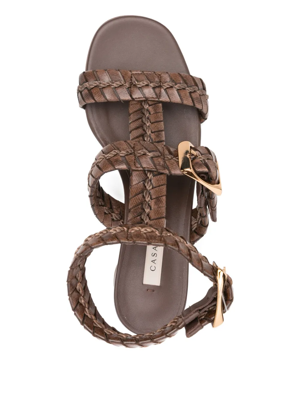 Casadei 50mm braided leather block-heel heeled sandals Bruin