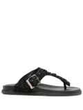 Casadei textured T-bar slides - Black