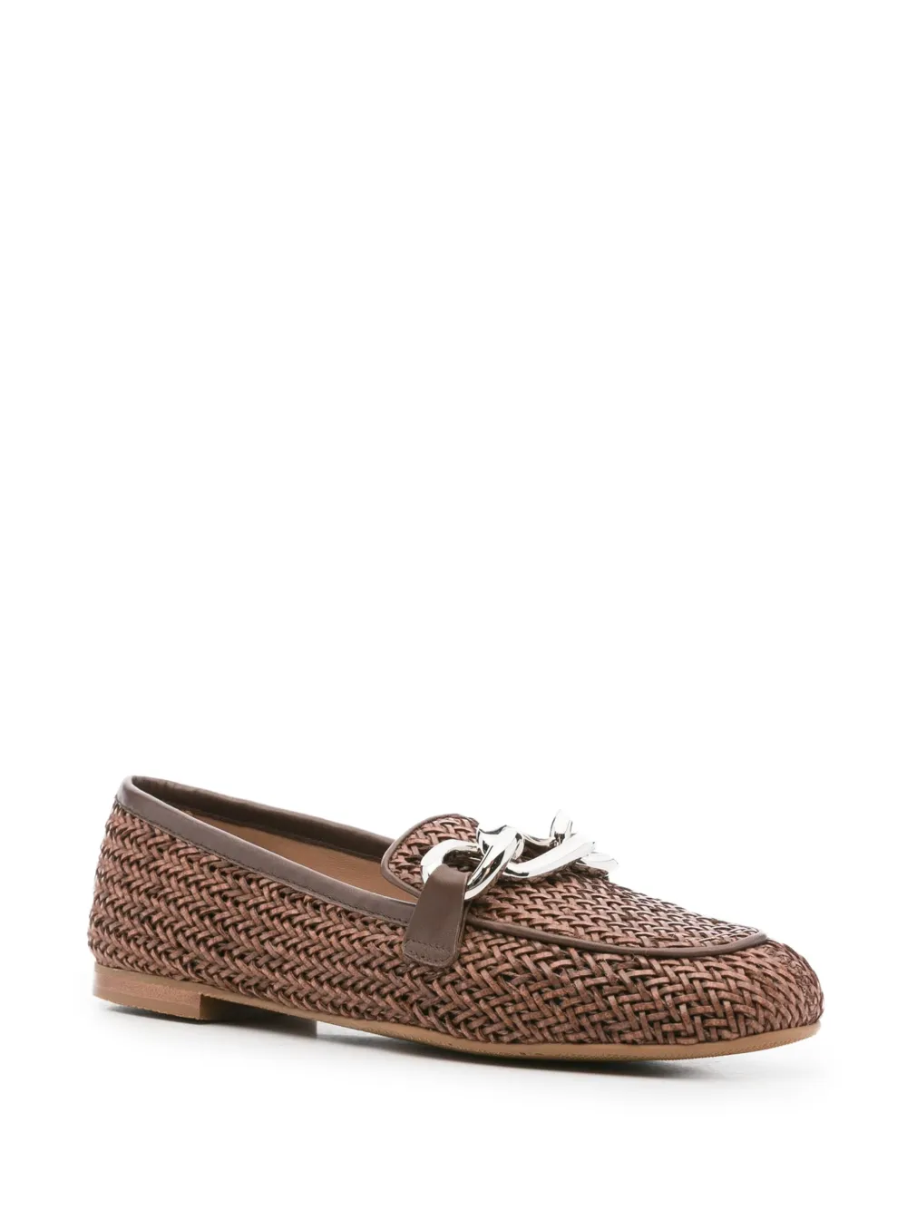 Casadei woven chain loafers Brown