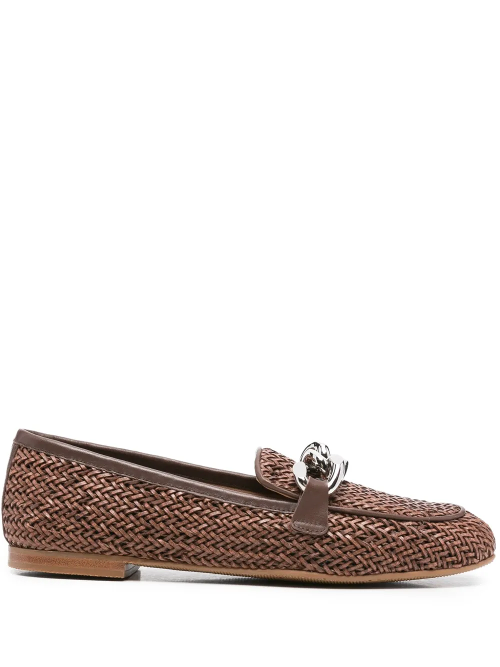 Casadei woven chain loafers Brown