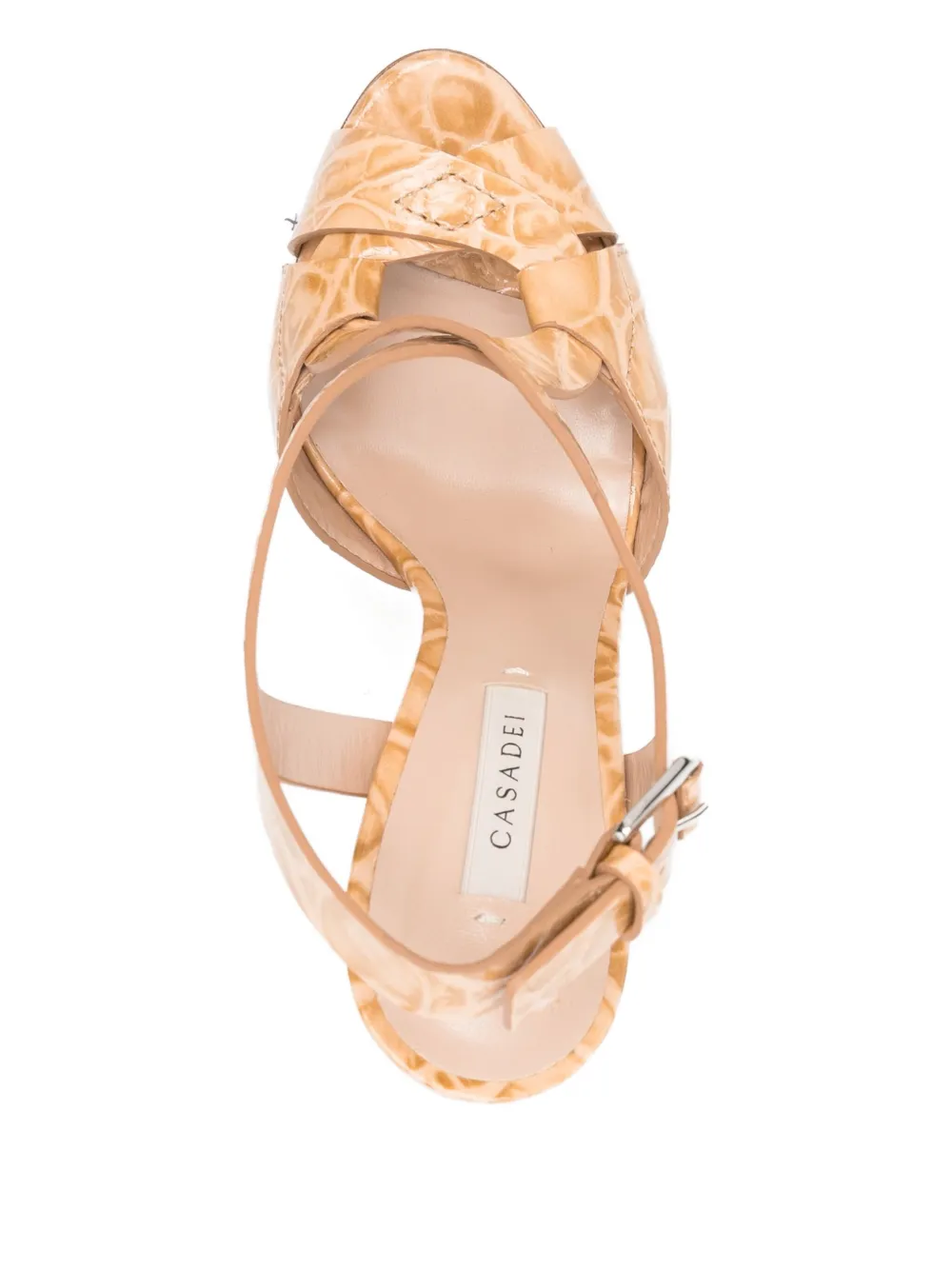 Casadei 140 mm Flora Jurassic sandalen met krokodillen-reliëf en plateauzool Beige