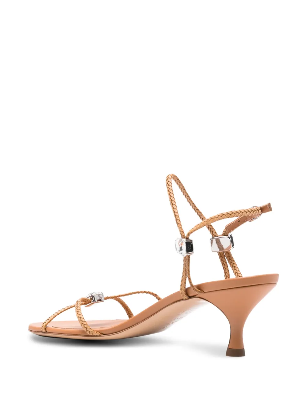 Casadei braided crystal-embellished heeled sandals Neutrals