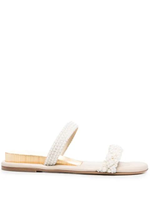 Casadei pearl-embellished flat sandals