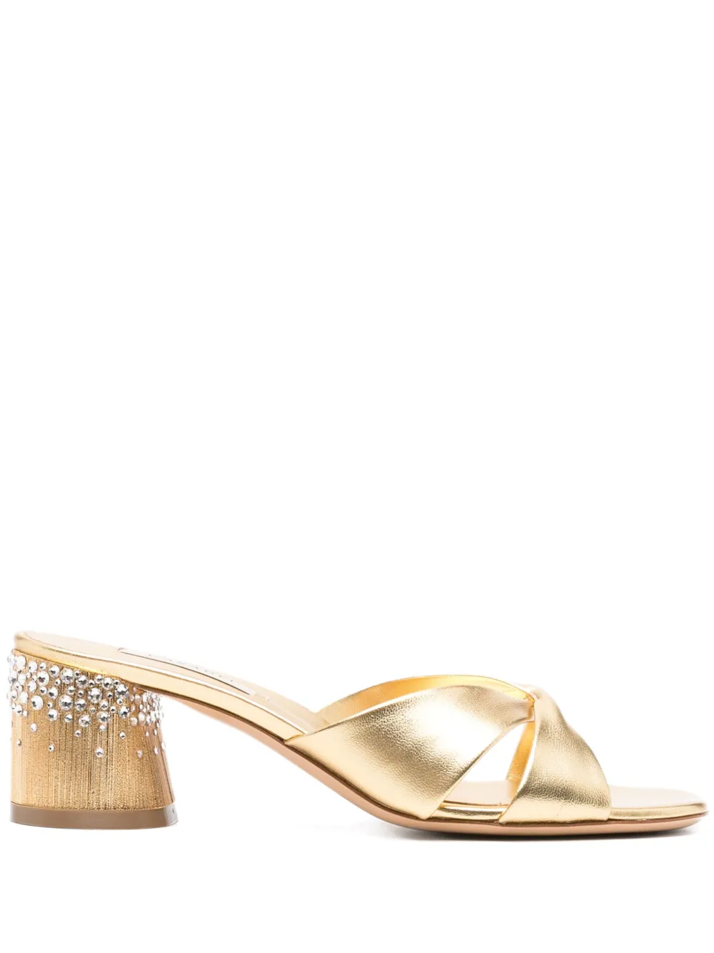 Casadei crystal-embellished twist-strap heeled sandals Gold