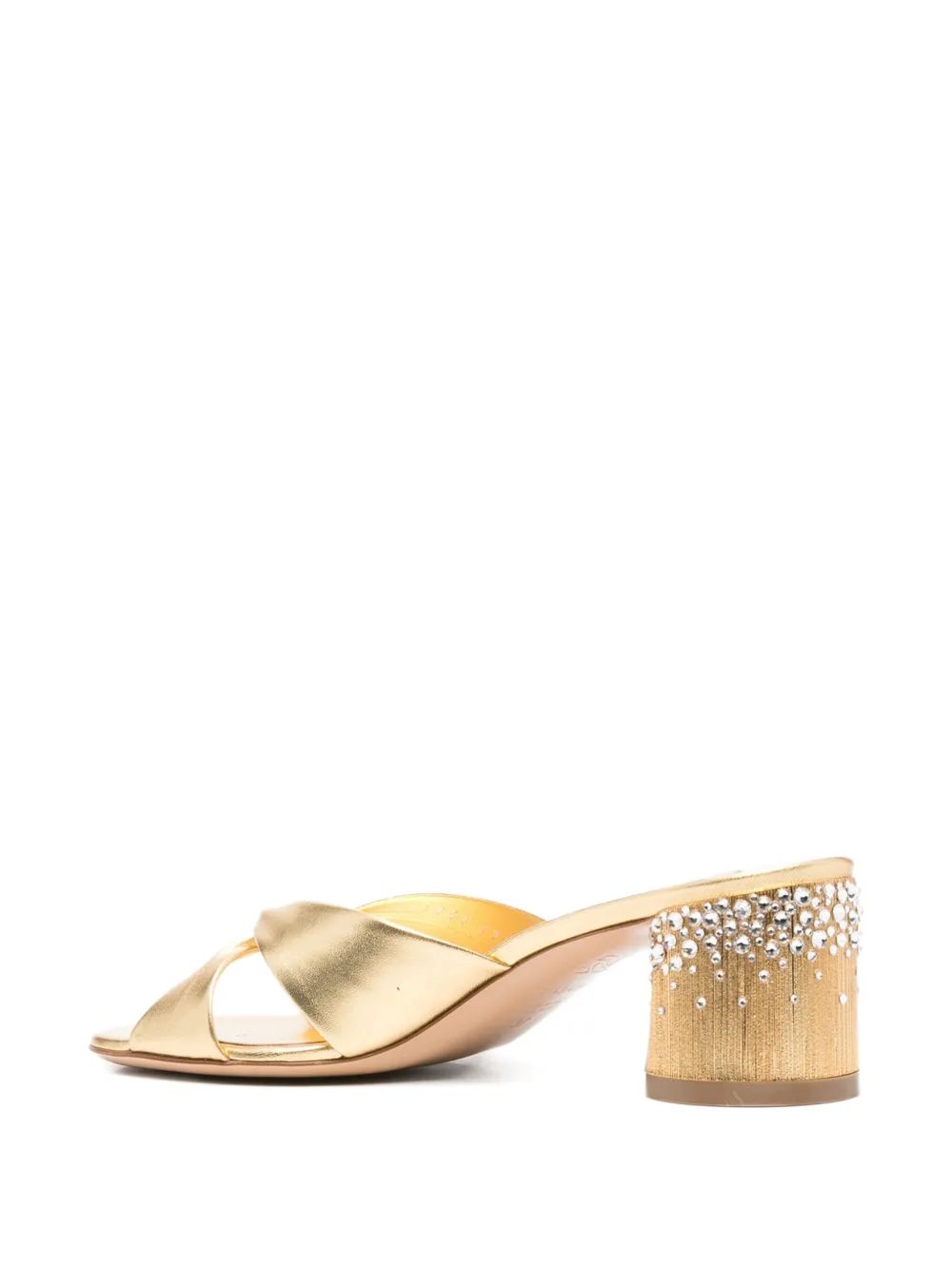Casadei crystal-embellished twist-strap heeled sandals Gold
