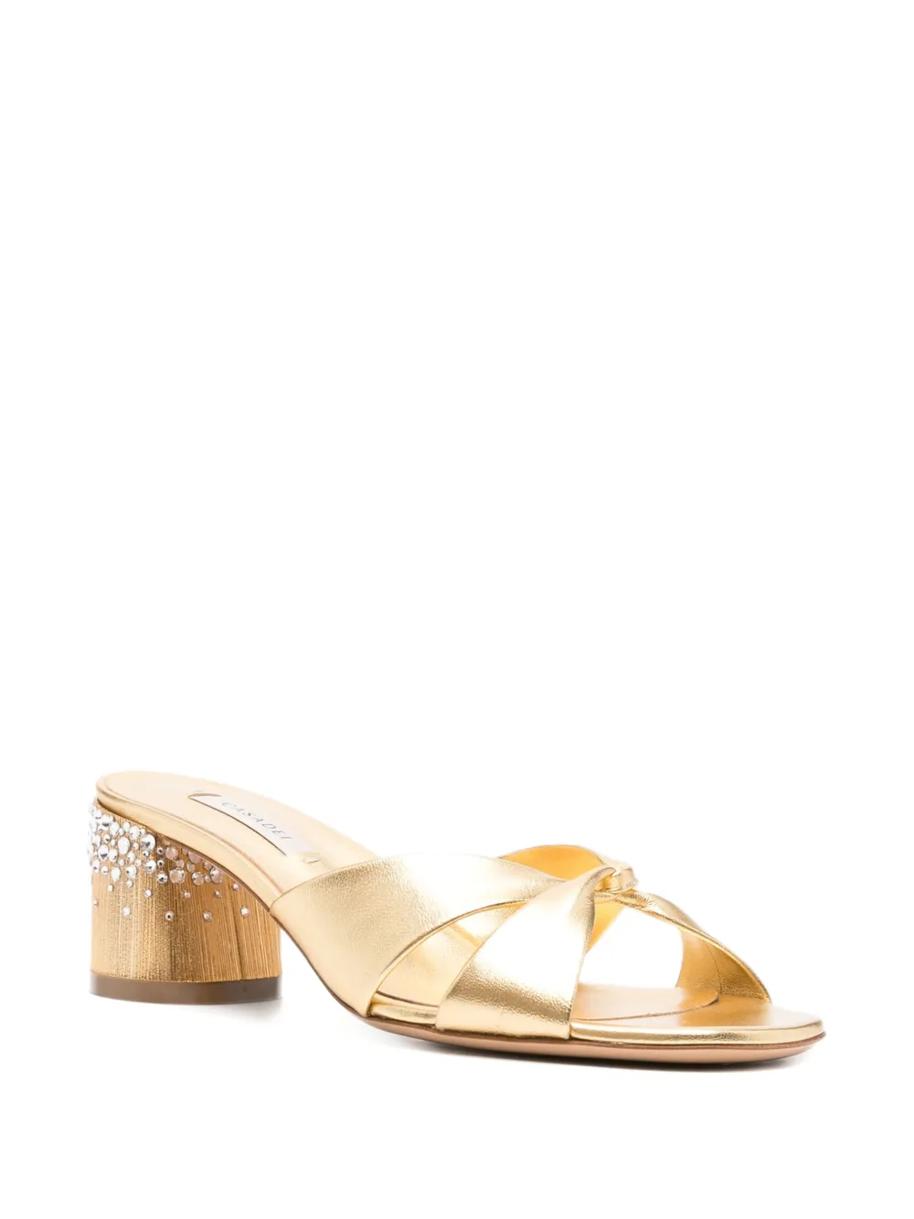 Casadei crystal-embellished twist-strap heeled sandals Gold