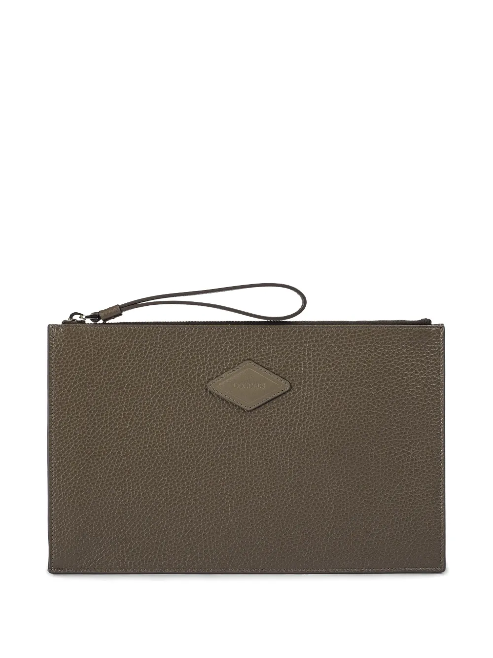 Doucal's Tumbled leather document pouch | Green | Image 1