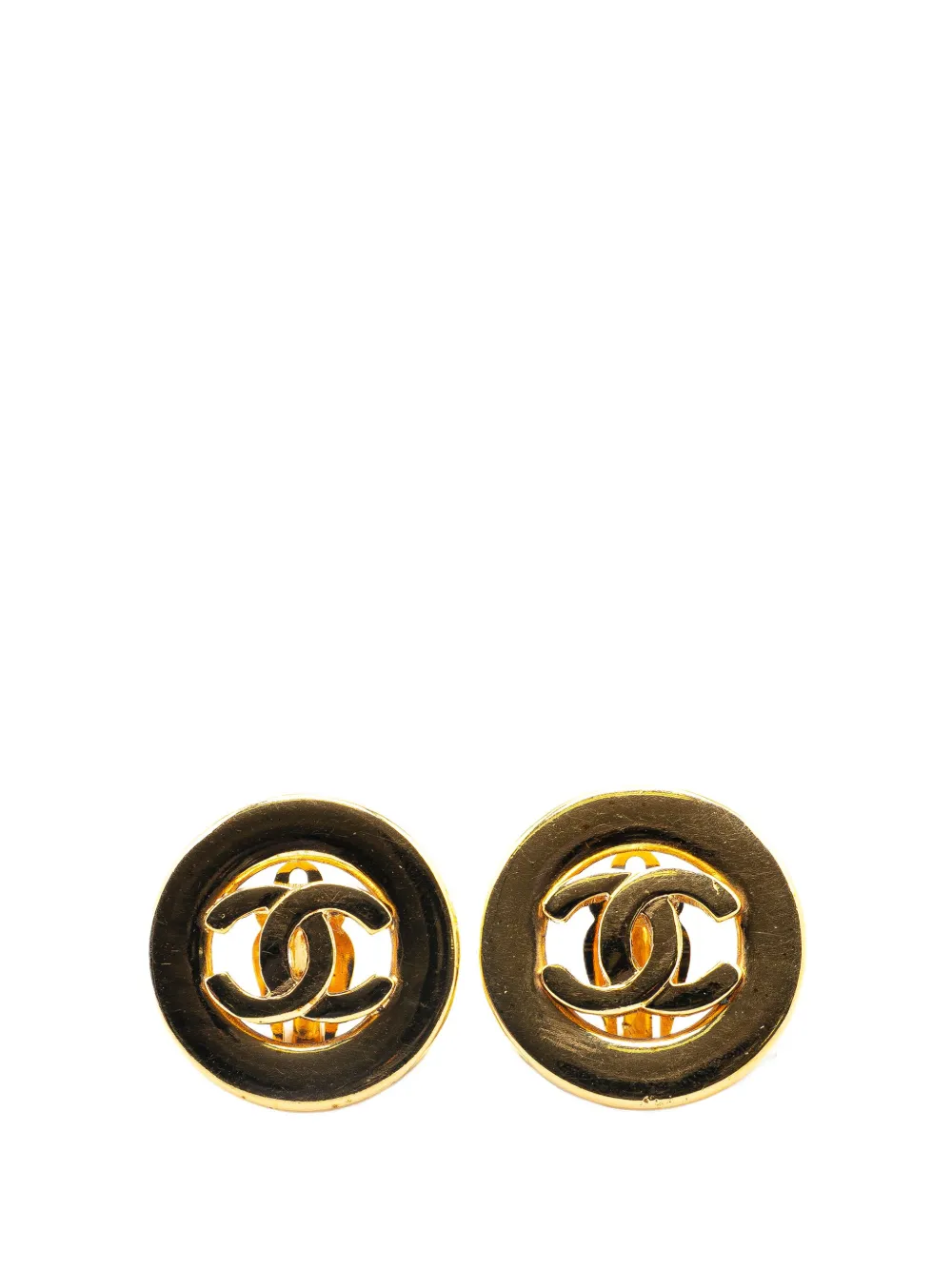 CHANEL Pre-Owned 1950-1970 Gold Plated CC Round Clip on Earrings costume earrings | Gold | Image 1