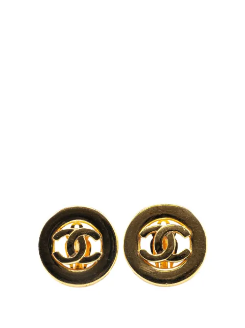 CHANEL Pre-Owned 1950-1970 Gold Plated CC Round Clip on Earrings costume earrings
