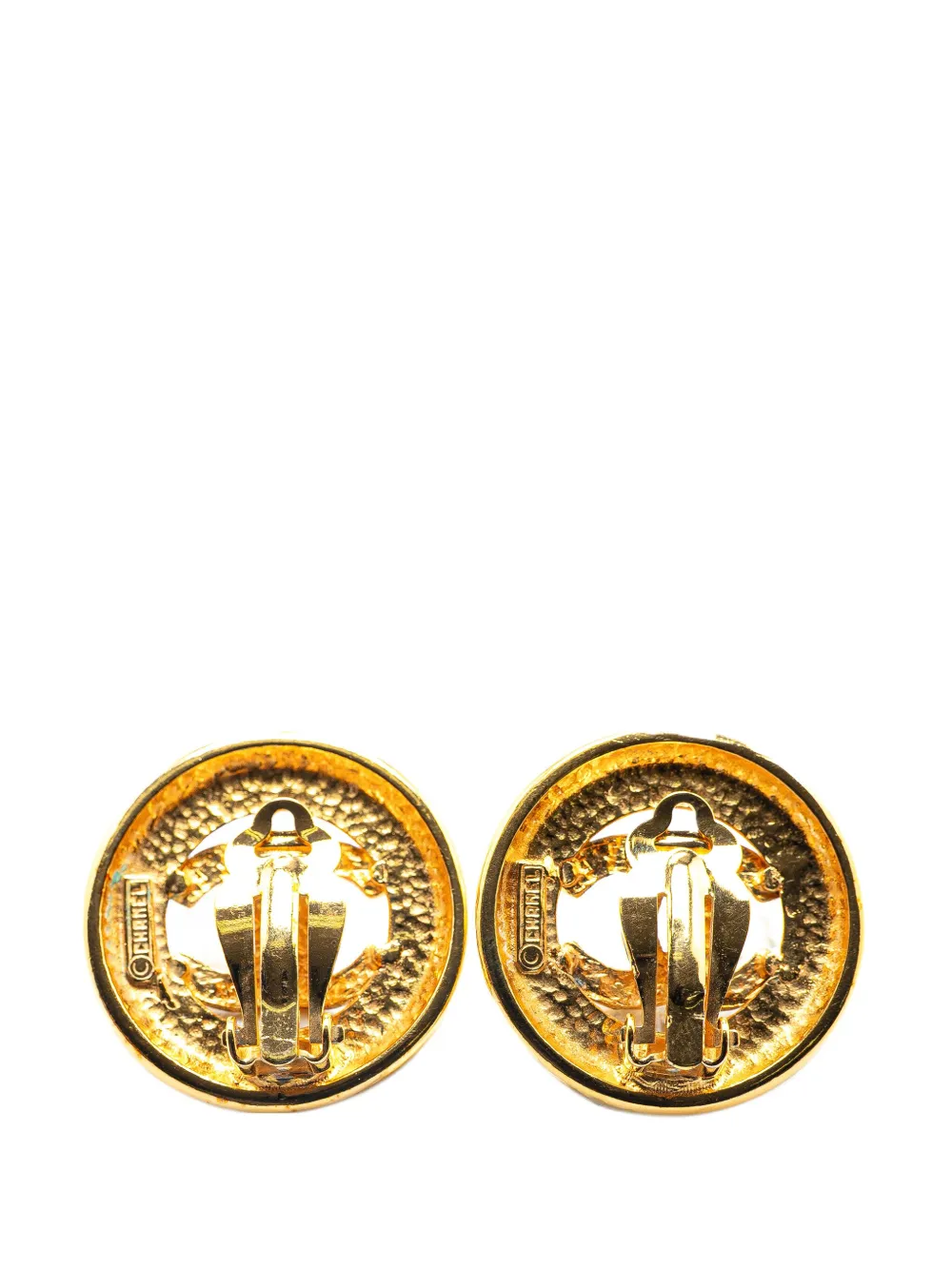 CHANEL Pre-Owned 1950-1970 Gold Plated CC Round Clip on Earrings costume earrings | Image 2