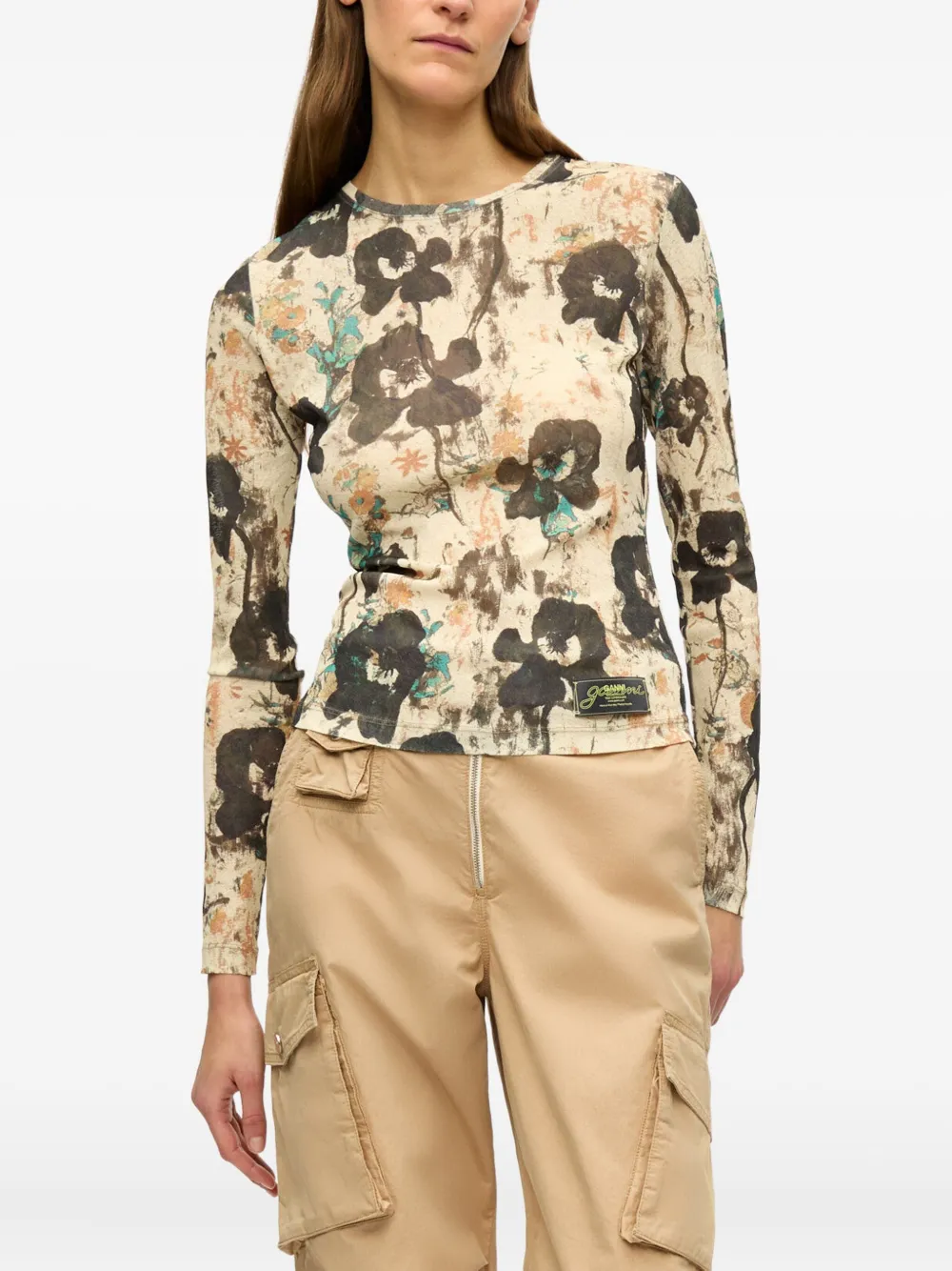 GANNI Cargo broek van biologisch katoen Beige